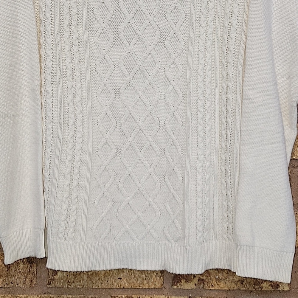 Chaps Classics White Knit Sweater Size Medium Cozy Cotton Acrylic - Picture 8 of 10